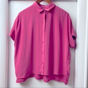 Rachel Zoe hot pink boxy blouse. Sz M.